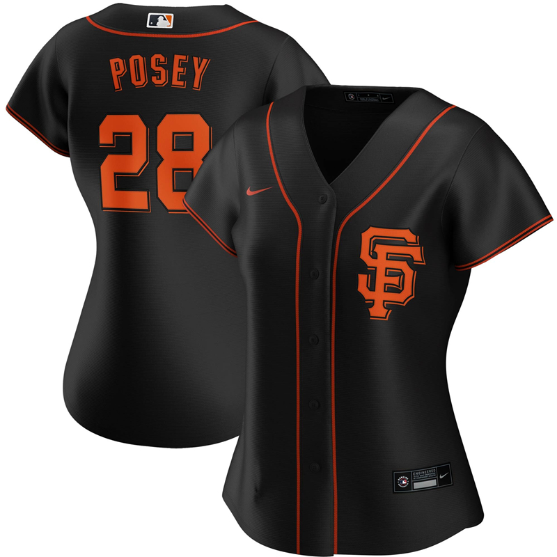 2020 MLB Women San Francisco Giants Buster Posey Nike Black Alternate 2020 Replica Player Jersey 1